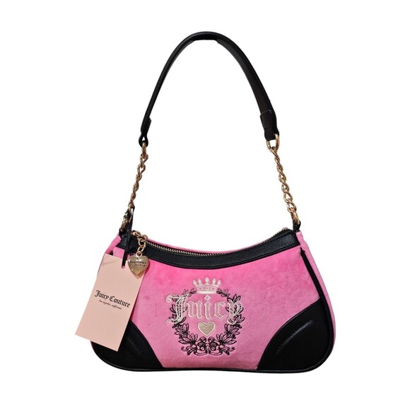 Juicy Couture Handbags - Juicy Couture Juicy Pink Love Velour Heritage Shoulder Bag New